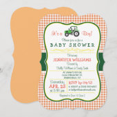 Groene Boerderij Tractor Boy Baby shower Uitnodigi Kaart (Voorkant / Achterkant)