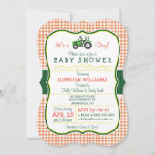 Groene Boerderij Tractor Boy Baby shower Uitnodigi Kaart (Voorkant)
