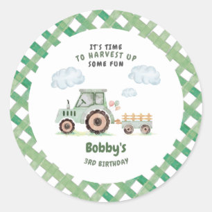 Groene Boerderij Tractor Jongens Verjaardag Elke L Ronde Sticker