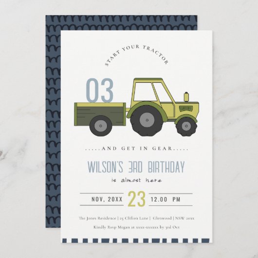 Groene Boerderij tractor Kinder om het even welke Bedankkaart (Voorkant / Achterkant)