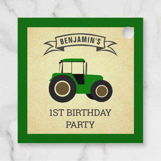 Groene Boerderij tractor kinderen Birthday Party Bedankjes Labels (Achterkant)