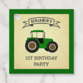 Groene Boerderij tractor kinderen Birthday Party Bedankjes Labels (Voorkant)