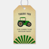 Groene Boerderij tractor kinderen Birthday Party Cadeaulabel (Achterkant)