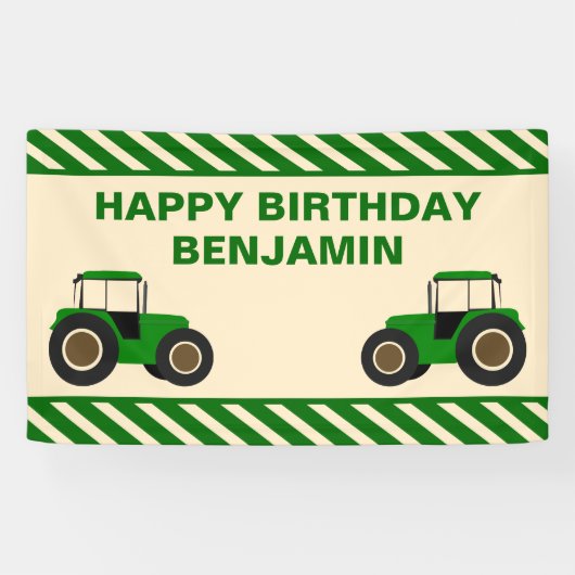 Groene Boerderij tractor kinderen Birthday Party Spandoek (Horizontaal)