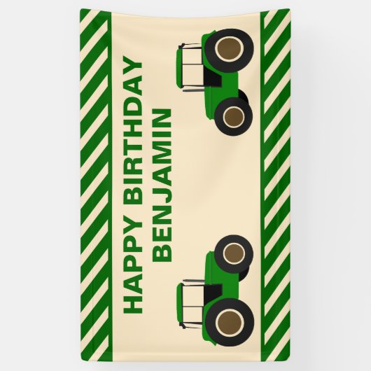 Groene Boerderij tractor kinderen Birthday Party Spandoek (Verticaal)