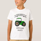 Groene Boerderij tractor kinderen Birthday Party T-shirt (Voorkant)