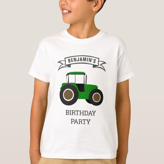 Groene Boerderij tractor kinderen Birthday Party T-shirt (Voorkant)
