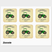 Groene Boerderij tractor kinderen Birthday Party Vierkante Sticker (Vel)