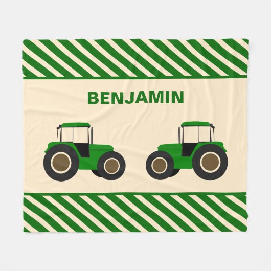 Groene Boerderij Tractor-Kinderen Fleece Deken (Voorkant (Horizontaal))