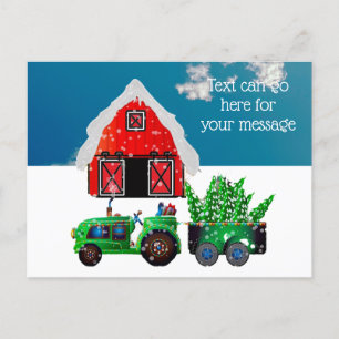 Groene Boerderij Tractor Red Barn Briefkaart