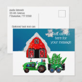 Groene Boerderij Tractor Red Barn Briefkaart (Voorkant / Achterkant)