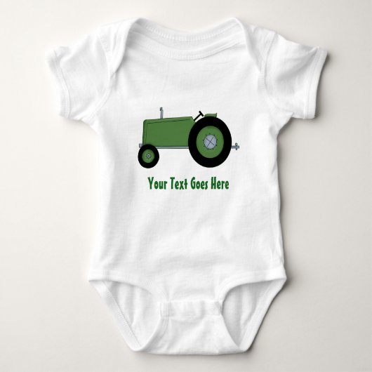 Groene Boerderij Tractor Teken Uw Slogan Romper (Voorkant)