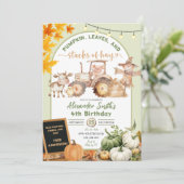 Groene Boerderijdieren Pompoen Stacks van Hay Birt Kaart (Staand voorkant)