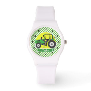 Groene Boerderijen Tractor met Geel; Groen & Wit Horloge