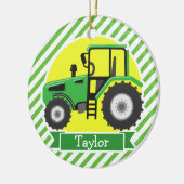 Groene Boerderijen Tractor met Geel; Groen & Wit Keramisch Ornament (Links)