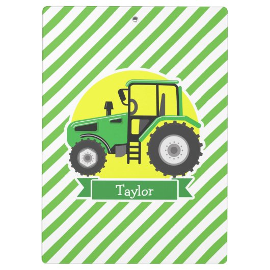 Groene Boerderijen Tractor met Geel; Groen & Wit Klembord (Achterkant)