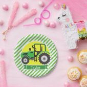 Groene Boerderijen Tractor met Geel; Groen & Wit Papieren Bordje (Feest)