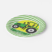 Groene Boerderijen Tractor met Geel; Groen & Wit Papieren Bordje (Gekanteld)