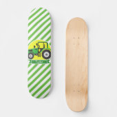 Groene Boerderijen Tractor met Geel; Groen & Wit Persoonlijk Skateboard (Voorkant)