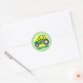 Groene Boerderijen Tractor met Geel; Groen & Wit Ronde Sticker (Envelop)