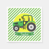 Groene Boerderijen Tractor met Geel; Groen & Wit Servetten (Voorkant)
