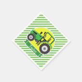 Groene Boerderijen Tractor met Geel; Groen & Wit Servetten (Hoek)