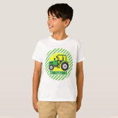 Groene Boerderijen Tractor met Geel; Groen & Wit T-shirt (Voorkant volledig)