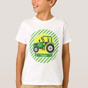 Groene Boerderijen Tractor met Geel; Groen & Wit T-shirt
