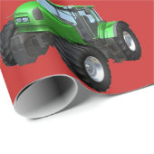 Groene Boerderijen tractoren op rode kerstwrappen Cadeaupapier (Rol Hoek)