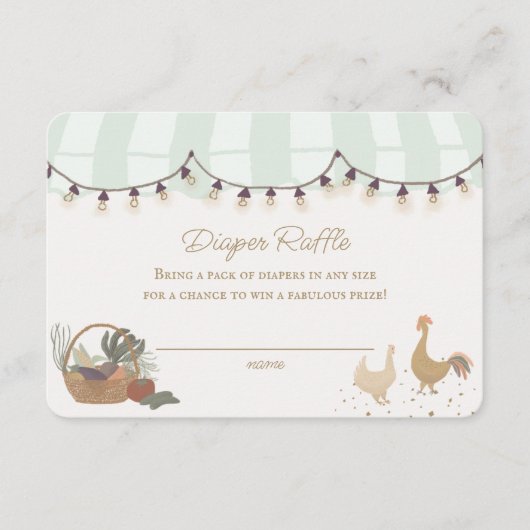 Groene boeren markt Boerderij luier Raffle Insert Informatiekaartje (Voorkant)