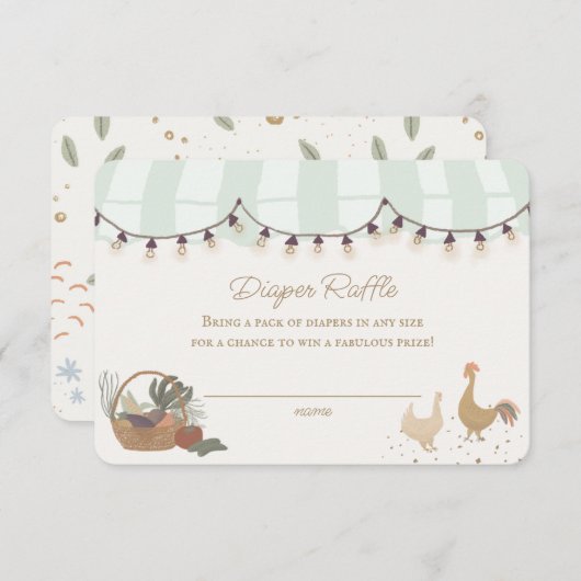 Groene boeren markt Boerderij luier Raffle Insert Informatiekaartje (Voorkant / Achterkant)