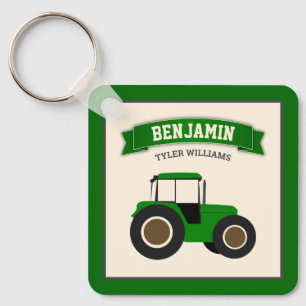 Groene Boerentractor Kindernaam Sleutelhanger
