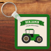 Groene Boerentractor Kindernaam Sleutelhanger (Voorkant)
