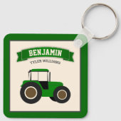 Groene Boerentractor Kindernaam Sleutelhanger (Achterkant)