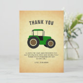 Groene boerentractor Kinderverjaardagsfeestje Bedankkaart (Staand voorkant)