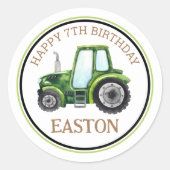 Groene boerentractor verjaardagsfeest sticker (Voorkant)