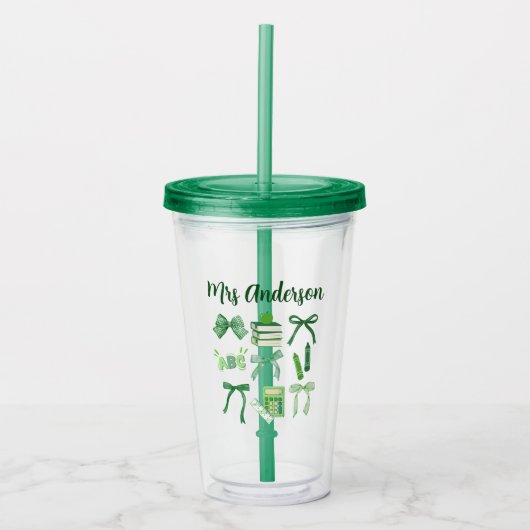 Groene Bogen Elementaire Leraar St Patrick's Day Acryl Drinkbeker (Voorkant)
