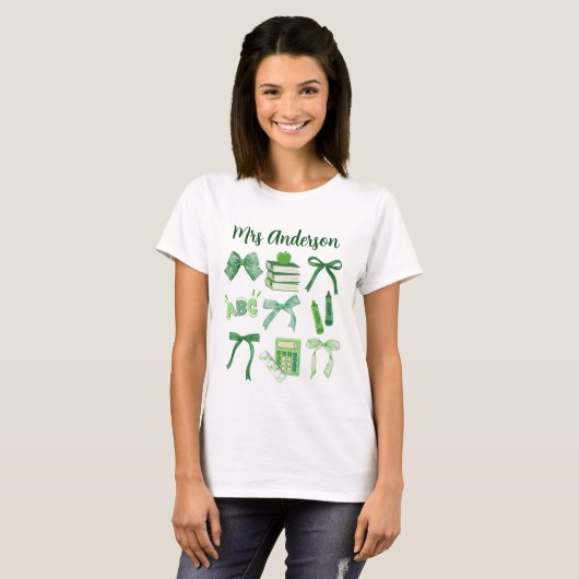 Groene Bogen Elementaire Leraar St Patrick's Day T-shirt (Voorkant volledig)