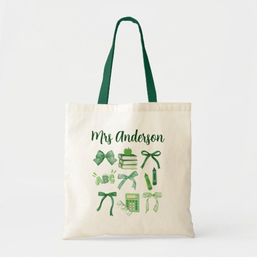 Groene Bogen Elementaire Leraar St Patrick's Day Tote Bag (Voorkant)