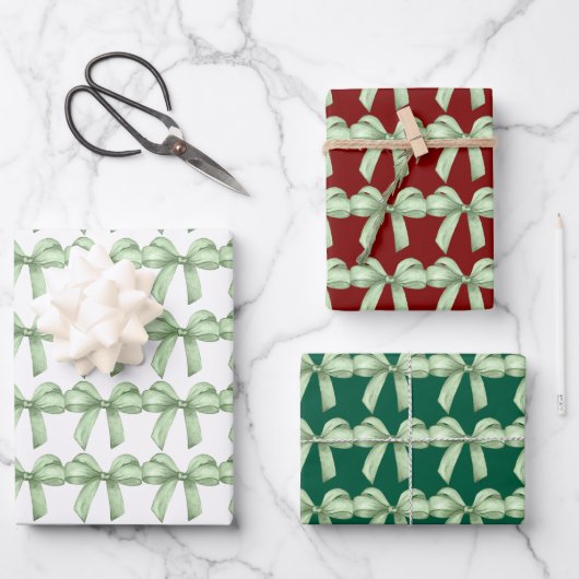 Groene bogen inpakpapier. Cadeauverpakking. Inpakpapier Vel (Voorkant)