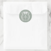 Groene Bogen & Linten Monogram Crest Ronde Sticker (Tas)