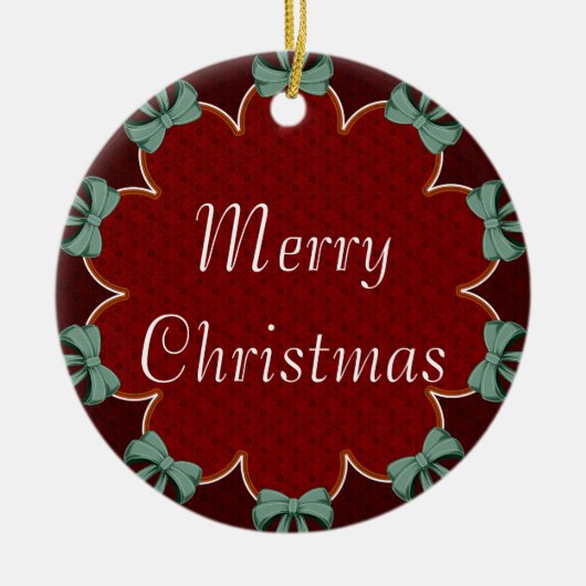 Groene Bogen Rode Cirkels Aangepast Keramisch Ornament (Voorkant)