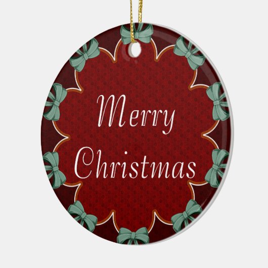 Groene Bogen Rode Cirkels Aangepast Keramisch Ornament (Links)