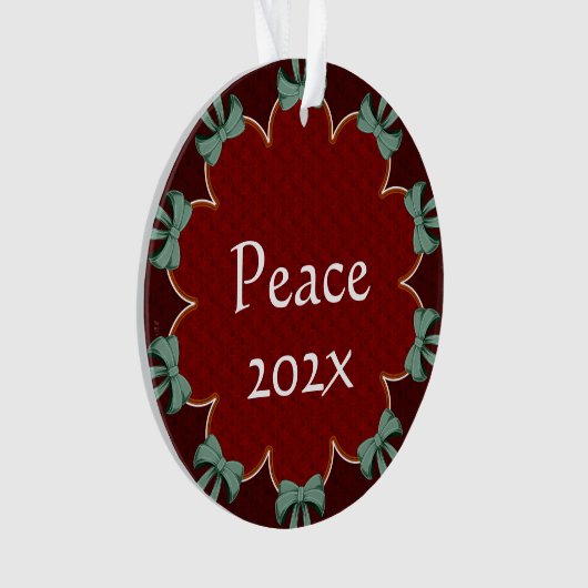 Groene Bogen Rode Cirkels Aangepast Ornament (voorkant)