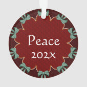 Groene Bogen Rode Cirkels Aangepast Ornament (achterkant)