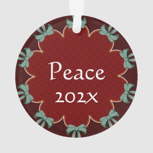 Groene Bogen Rode Cirkels Aangepast Ornament (achterkant)