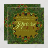 Groene Bohemen Birthday Party Invitations Kaart (Voorkant / Achterkant)