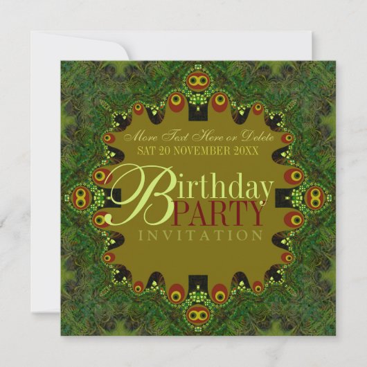 Groene Bohemen Birthday Party Invitations Kaart (Voorkant)