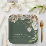 Groene bohemische botanische moderne elegantblader papieren bordje<br><div class="desc">Groene bohemische botanische moderne elegante foliage,  stijlvolle bruidskaart voor bruiloft. Mooie handgedrukte gedroogde botanische florale waterverven en scripttekst. Modern op het gebied van trendontwerp.</div>