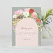 Groene Boho Arch Cactus Bloom Desert Baby shower Bedankkaart (Staand voorkant)